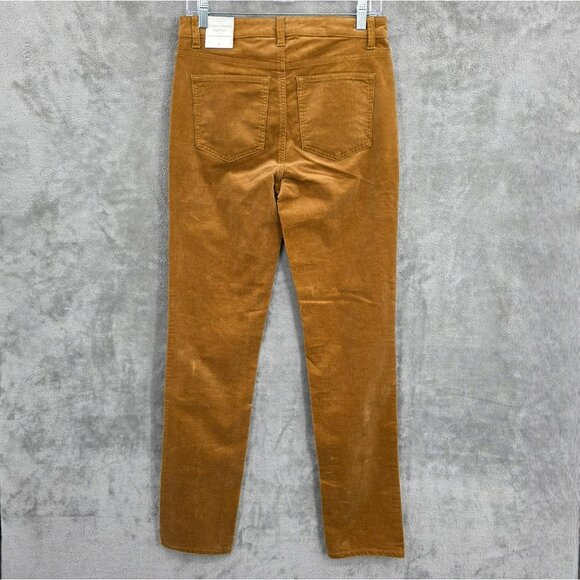 Talbots Corduroy Pants 2 Camel Brown High Waist Straight Leg Cotton Stretch New - Picture 10 of 11